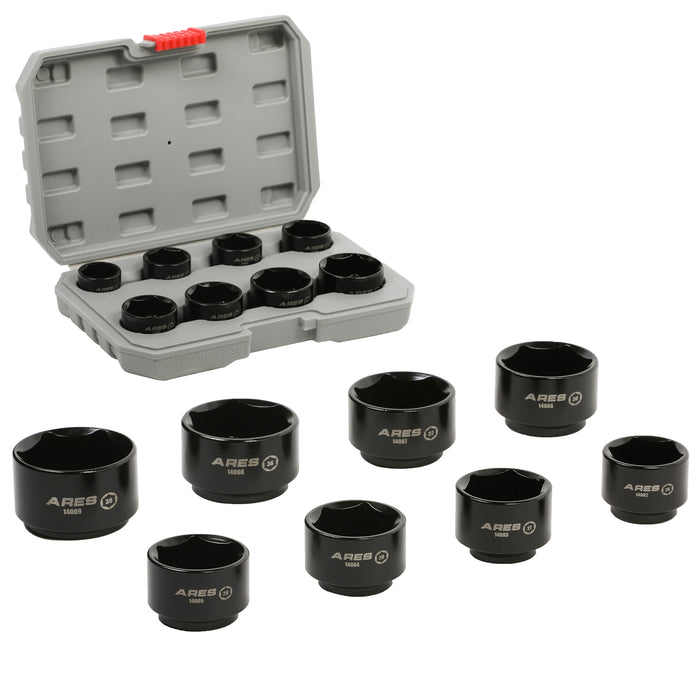 ARES 14001 - 8-Piece 3/8-Inch Drive Low Profile Fuel and Oil Filter Socket Set