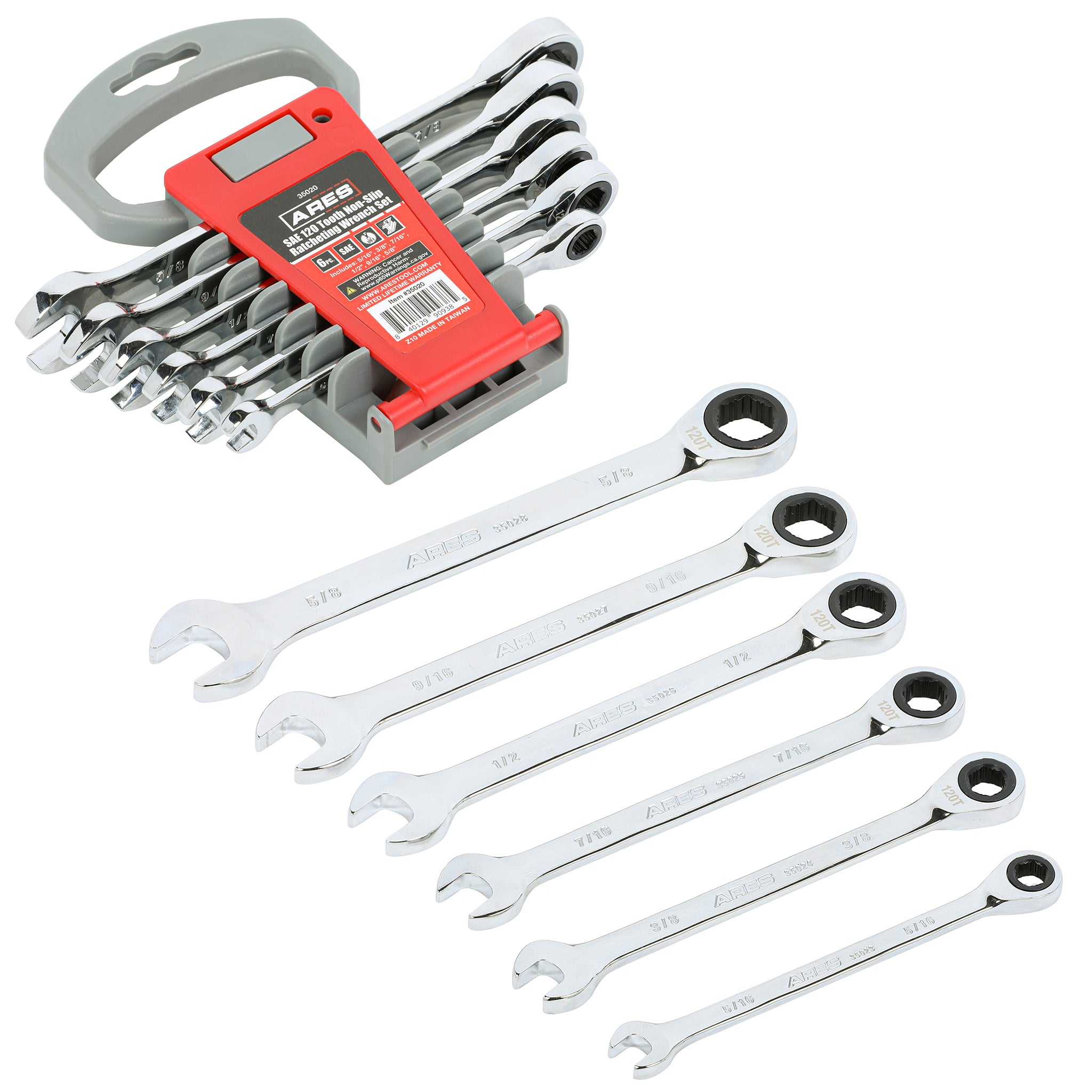 Anti-Slip Grip Professional Metric Ratcheting Combination Wrench