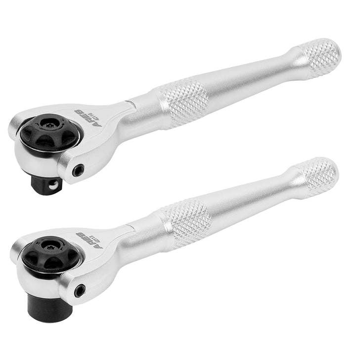 ARES 42120 - 2-Piece 1/4-Inch Drive 90-Tooth Mini Swivel Head Ratchet Set