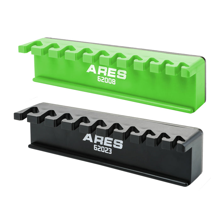 ARES 62058 - 2-Pack 10-Slot Green and Black Magnetic Wrench Organizer Set