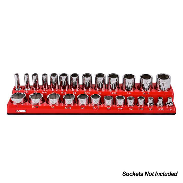 ARES 70234 - 26-Piece 3/8" Red SAE Magnetic Socket Holder