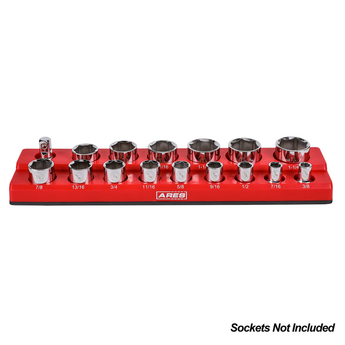 ARES 70236 - 16-Piece 1/2" Red SAE Magnetic Socket Holder