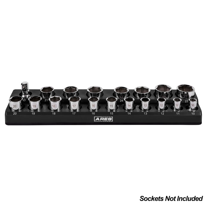 ARES 70237 - 19-Piece 1/2" Black Metric Magnetic Socket Holder