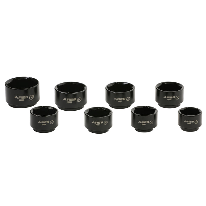 ARES 14001 - 8-Piece 3/8-Inch Drive Low Profile Fuel and Oil Filter Socket Set