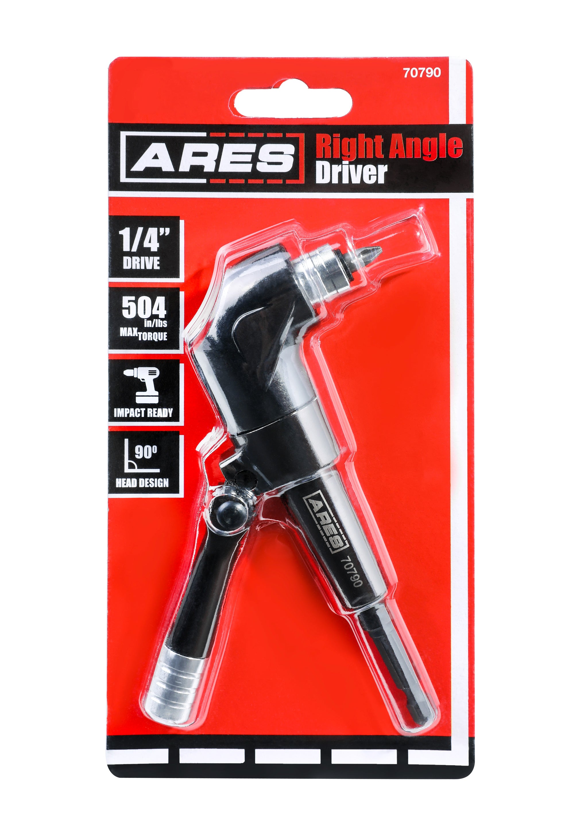 ARES 70790 - Right Angle Driver - Max Torque of 504 in/lbs - for Use with  18 Volt or 2,000 RPM Drills - Features Quick Release - Easily Swap Out