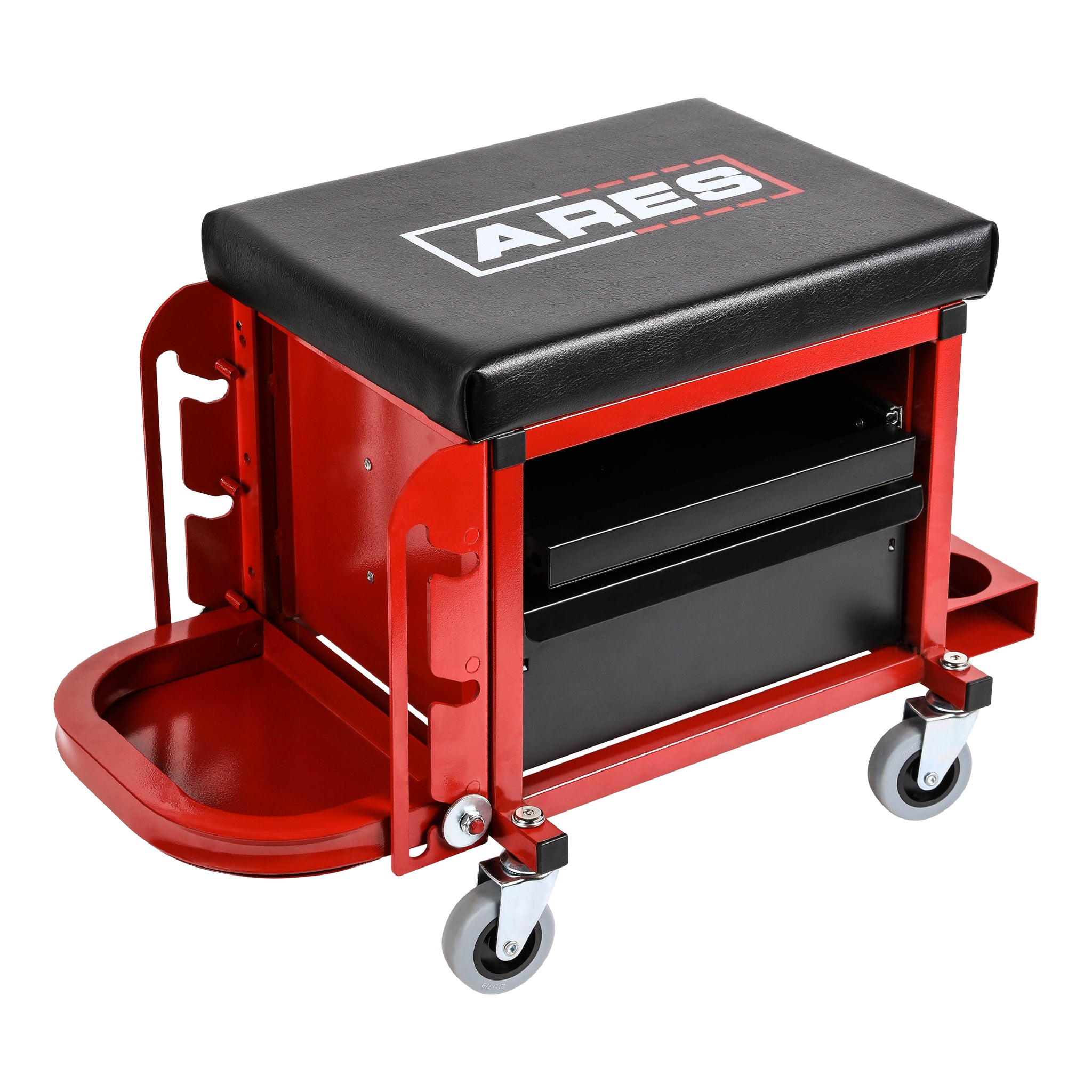 Red Heavy Duty Rolling Shop Stool ARES Tool MJD Industries LLC