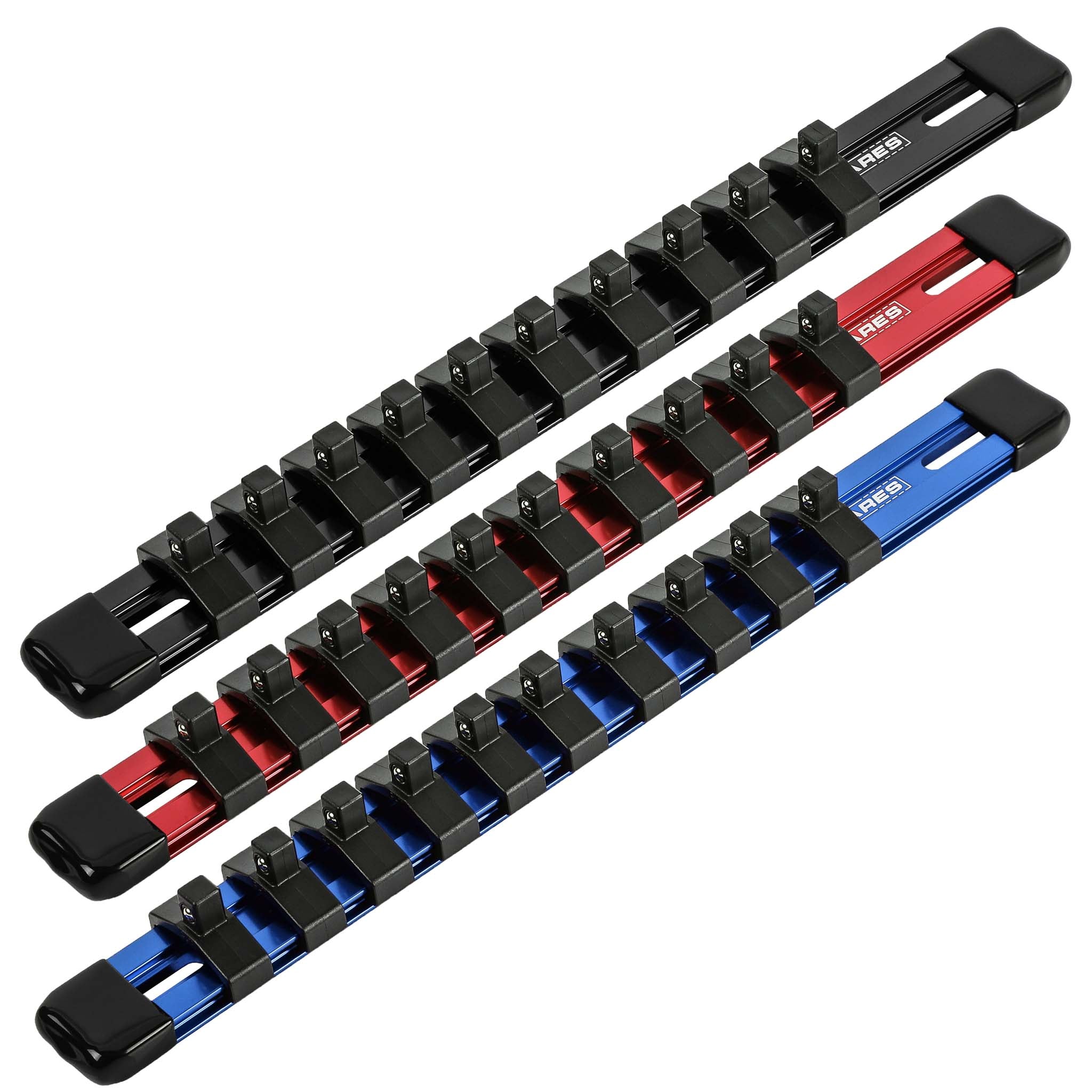 SOCKET VAULT™ 3-Piece 17-Inch Blue Socket Rail Set with Organizer Tray –  ARES Tool, MJD Industries, LLC